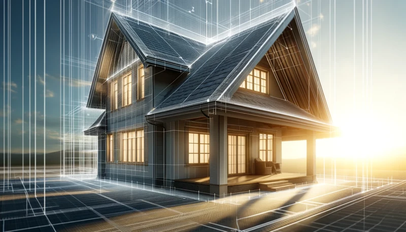 4d realistic, high definition architectural rendering with cinematic lighting showing roof designs with optimal overhangs. the rendering includes mu