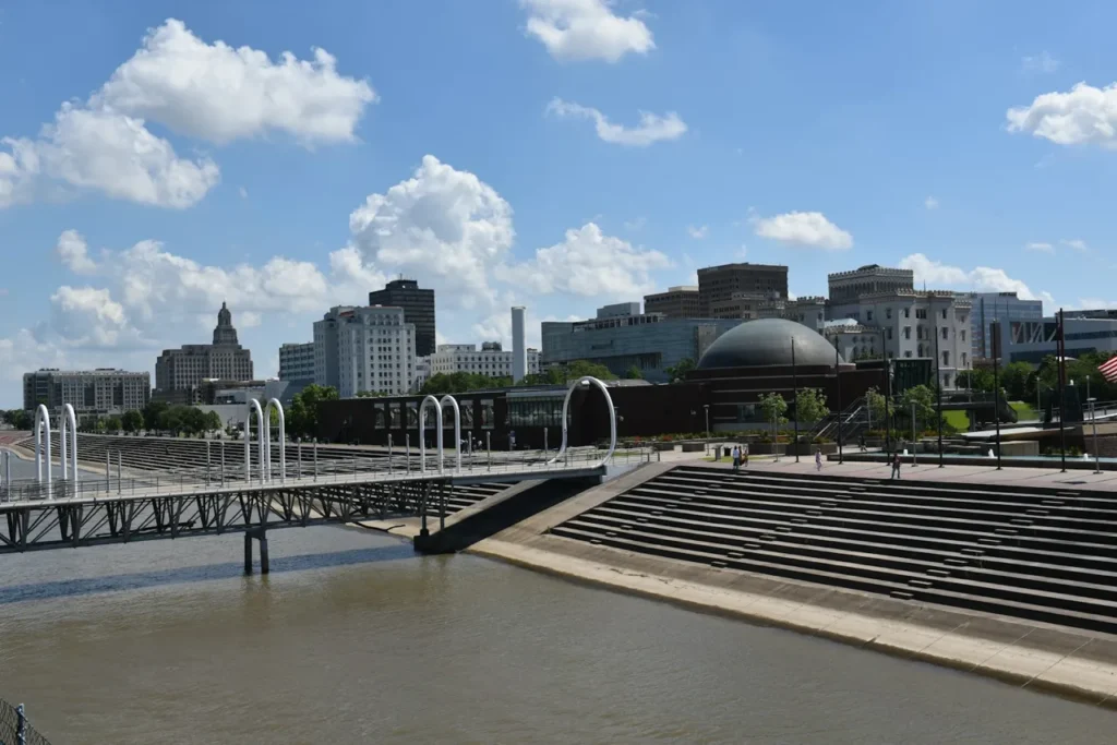 baton rouge skyline seen from top of uss kidd roofing company concept