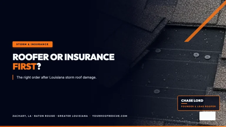 Storm-damaged Louisiana roof: should you call a roofer or insurance first