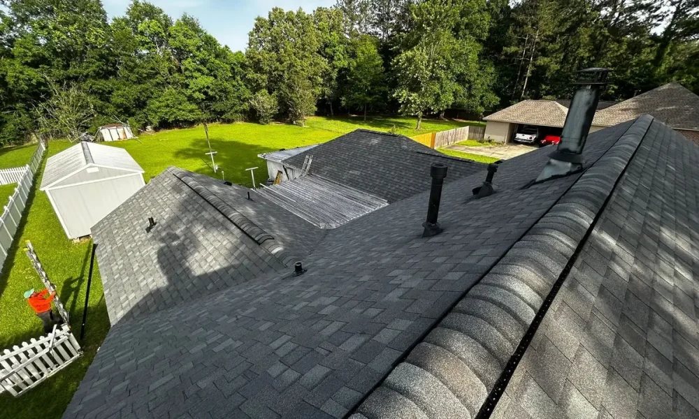 New architectural shingle roof detail in Greenwell Springs, Louisiana, installed by Roof Rescue
