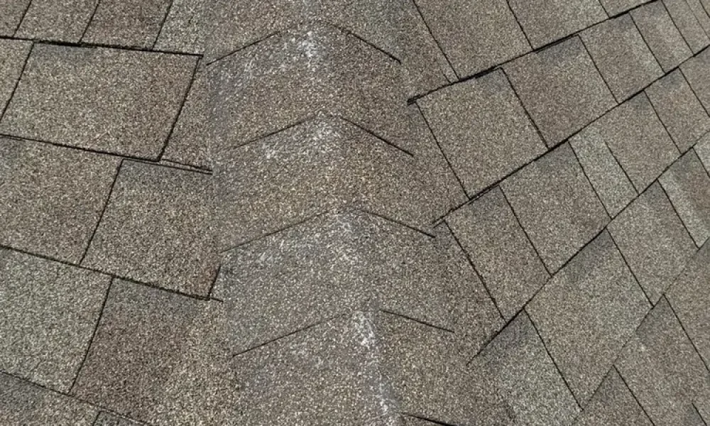 Hip and ridge shingle detail on a St. Gabriel, Louisiana roof