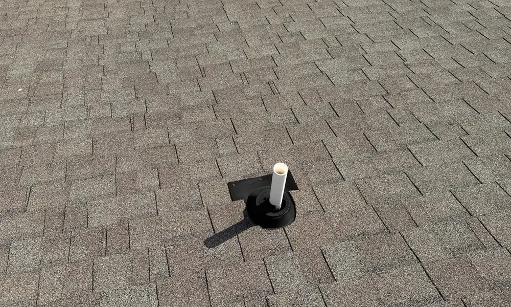 Architectural shingle field with vent flashing in St. Gabriel, Louisiana