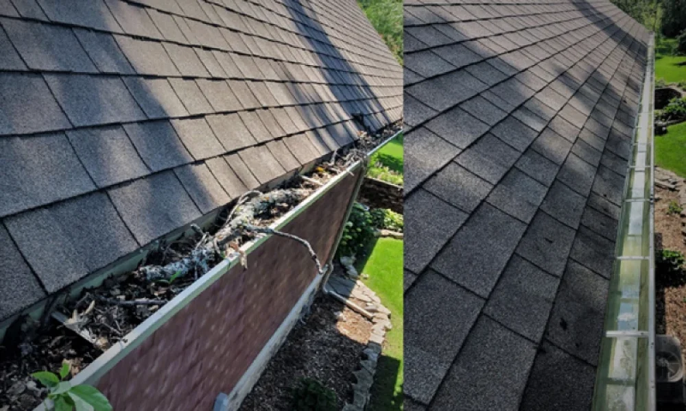 before after gutter cleaning zachary louisiana