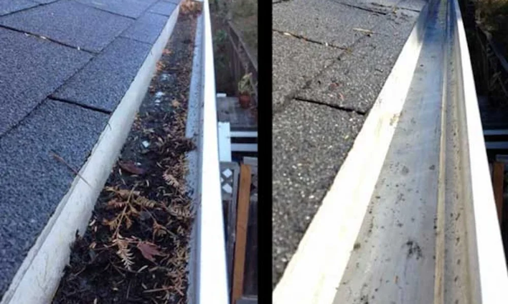 before and after cleaning gutters in louisiana