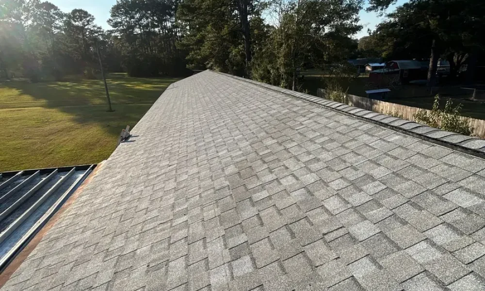 Completed CertainTeed Landmark shingle roof on a church in Greenwell Springs, Louisiana
