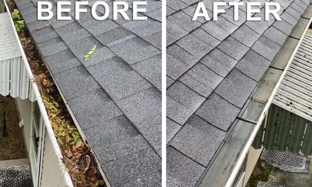 gutter cleaning in zachary before after