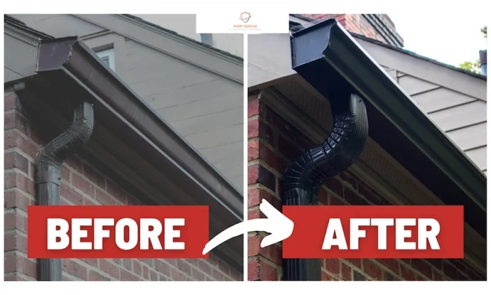 gutter replacement before and after