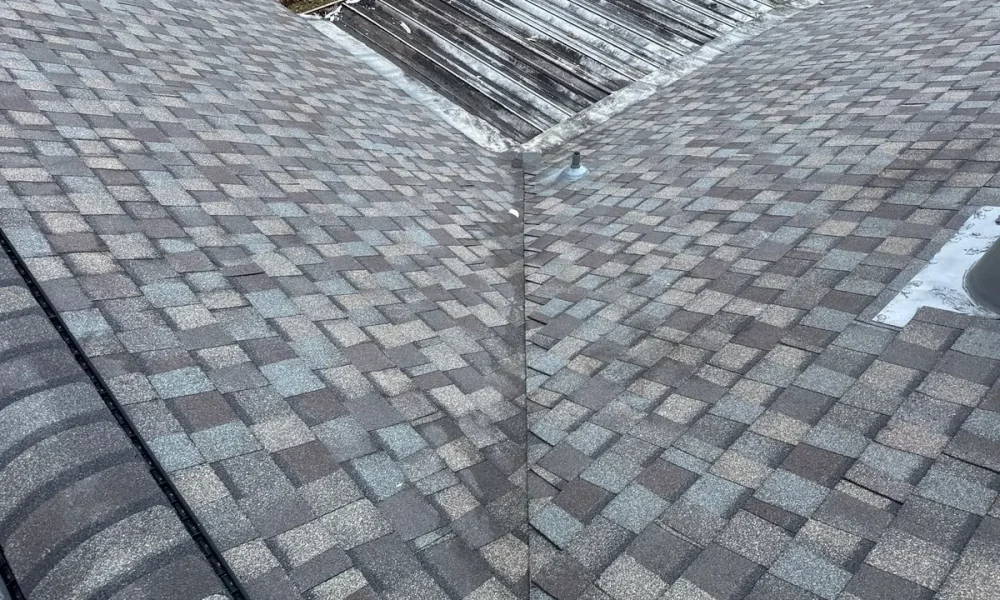 New architectural shingle roof and valley detail completed by Roof Rescue in Central, LA