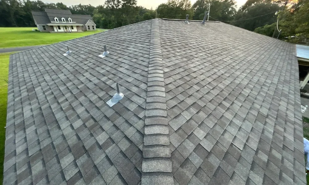 Finished architectural shingle roof planes on the Slaughter, Louisiana home